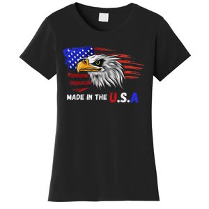 Made In The U.S.A Bald Eagle Patriotic Flag Tattoo Women's T-Shirt