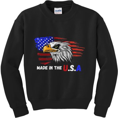 Made In The U.S.A Bald Eagle Patriotic Flag Tattoo Kids Sweatshirt