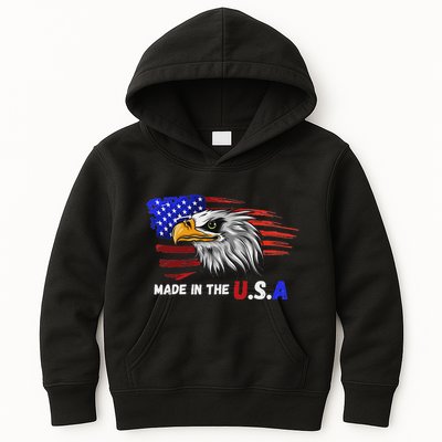 Made In The U.S.A Bald Eagle Patriotic Flag Tattoo Kids Hoodie