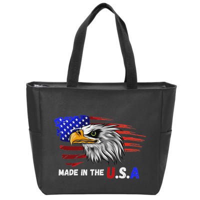 Made In The U.S.A Bald Eagle Patriotic Flag Tattoo Zip Tote Bag