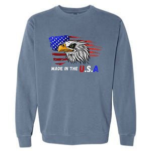 Made In The U.S.A Bald Eagle Patriotic Flag Tattoo Garment-Dyed Sweatshirt