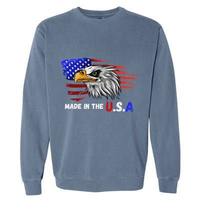 Made In The U.S.A Bald Eagle Patriotic Flag Tattoo Garment-Dyed Sweatshirt