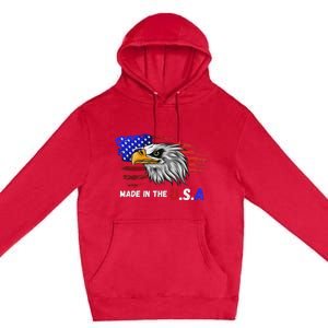 Made In The U.S.A Bald Eagle Patriotic Flag Tattoo Premium Pullover Hoodie