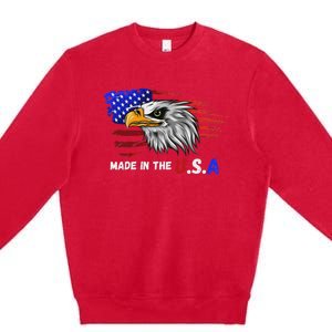 Made In The U.S.A Bald Eagle Patriotic Flag Tattoo Premium Crewneck Sweatshirt