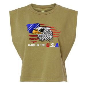 Made In The U.S.A Bald Eagle Patriotic Flag Tattoo Garment-Dyed Women's Muscle Tee