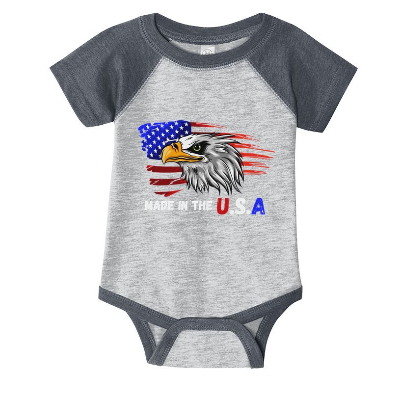 Made In The U.S.A Bald Eagle Patriotic Flag Tattoo Infant Baby Jersey Bodysuit