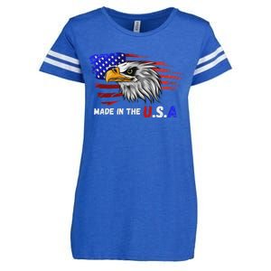 Made In The U.S.A Bald Eagle Patriotic Flag Tattoo Enza Ladies Jersey Football T-Shirt