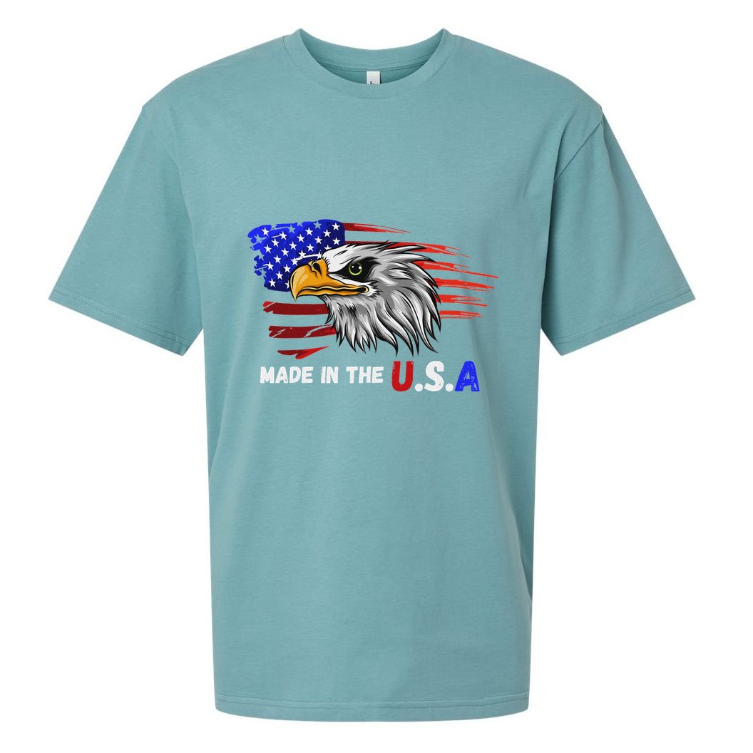 Made In The U.S.A Bald Eagle Patriotic Flag Tattoo Sueded Cloud Jersey T-Shirt