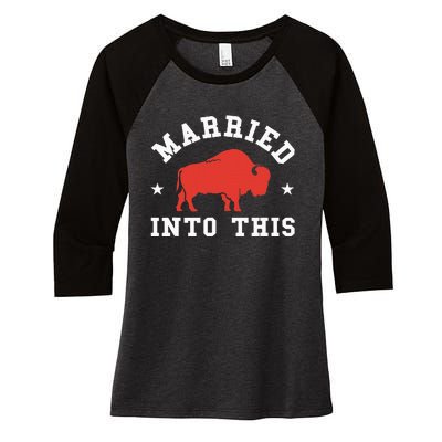 Married Into This Buffalo Lovers Women's Tri-Blend 3/4-Sleeve Raglan Shirt