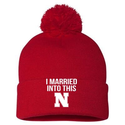Married Into This Nebraska Pom Pom 12in Knit Beanie