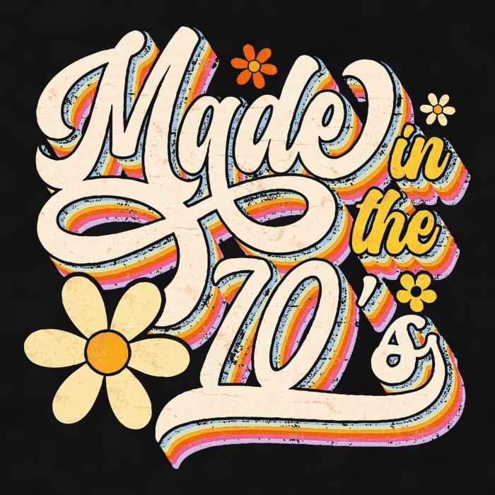 Made In The 70S Retro Created During 1970s Groovy Birthday Ladies PosiCharge Tri-Blend Wicking Tank