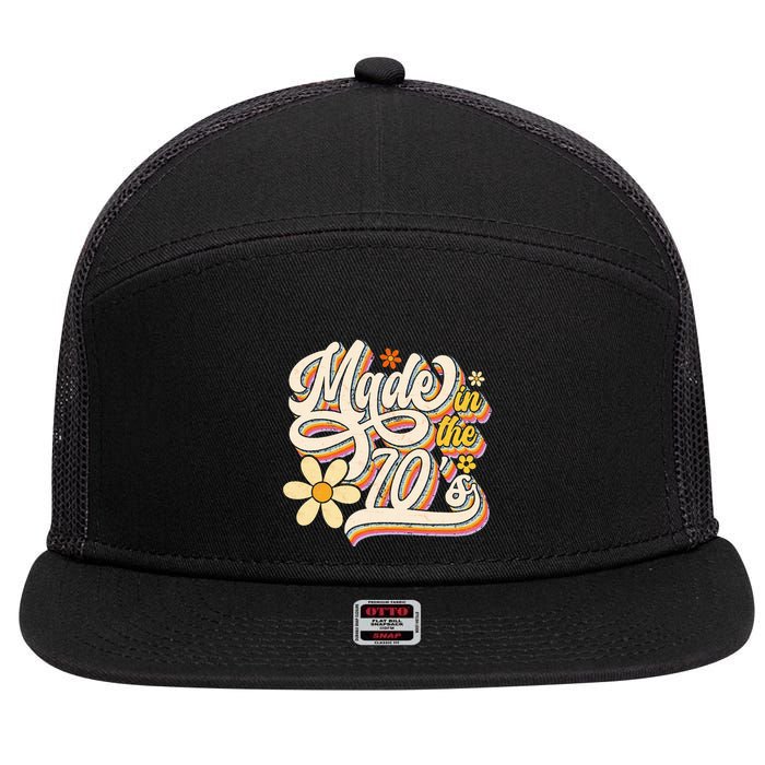 Made In The 70S Retro Created During 1970s Groovy Birthday 7 Panel Mesh Trucker Snapback Hat