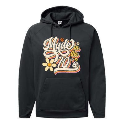 Made In The 70S Retro Created During 1970s Groovy Birthday Performance Fleece Hoodie