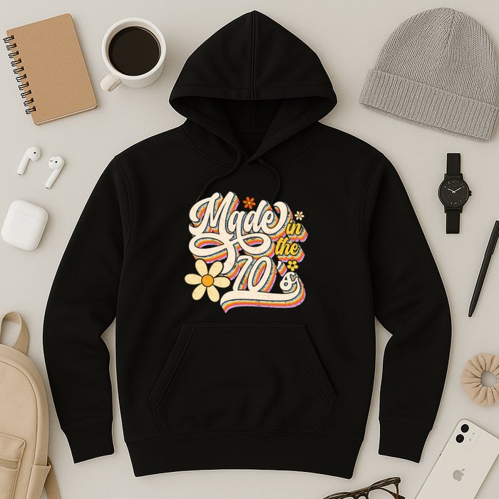 Made In The 70S Retro Created During 1970s Groovy Birthday Hoodie