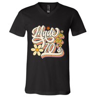 Made In The 70S Retro Created During 1970s Groovy Birthday V-Neck T-Shirt
