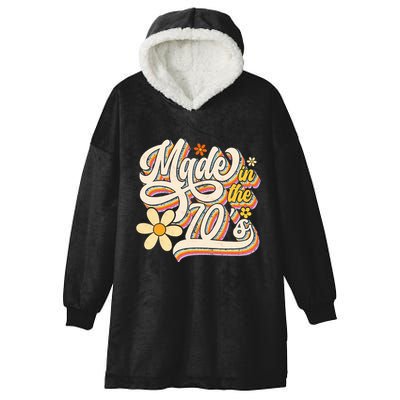Made In The 70S Retro Created During 1970s Groovy Birthday Hooded Wearable Blanket