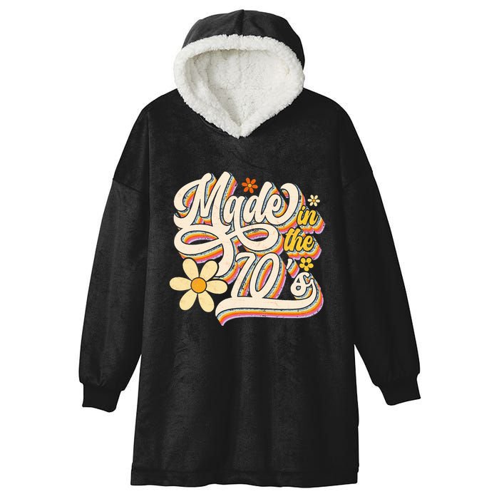 Made In The 70S Retro Created During 1970s Groovy Birthday Hooded Wearable Blanket