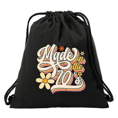 Made In The 70S Retro Created During 1970s Groovy Birthday Drawstring Bag