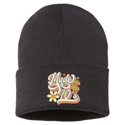 Made In The 70S Retro Created During 1970s Groovy Birthday Sustainable Knit Beanie