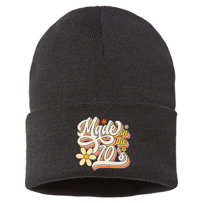 Made In The 70S Retro Created During 1970s Groovy Birthday Sustainable Knit Beanie