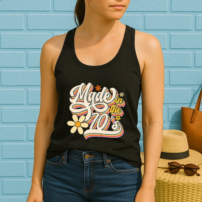 Made In The 70S Retro Created During 1970s Groovy Birthday Womens Tank Top