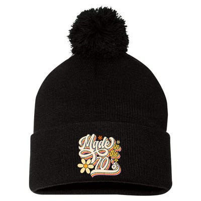 Made In The 70S Retro Created During 1970s Groovy Birthday Pom Pom 12in Knit Beanie