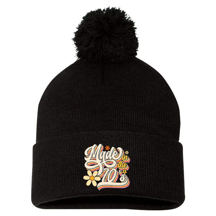 Made In The 70S Retro Created During 1970s Groovy Birthday Pom Pom 12in Knit Beanie