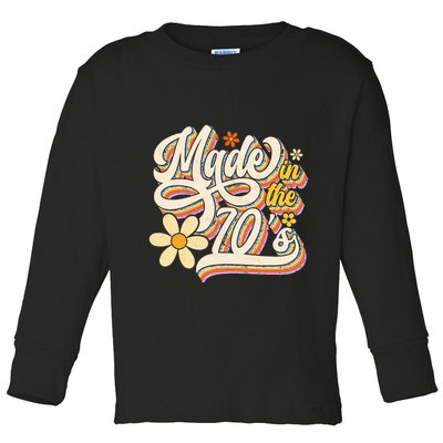 Made In The 70S Retro Created During 1970s Groovy Birthday Toddler Long Sleeve Shirt
