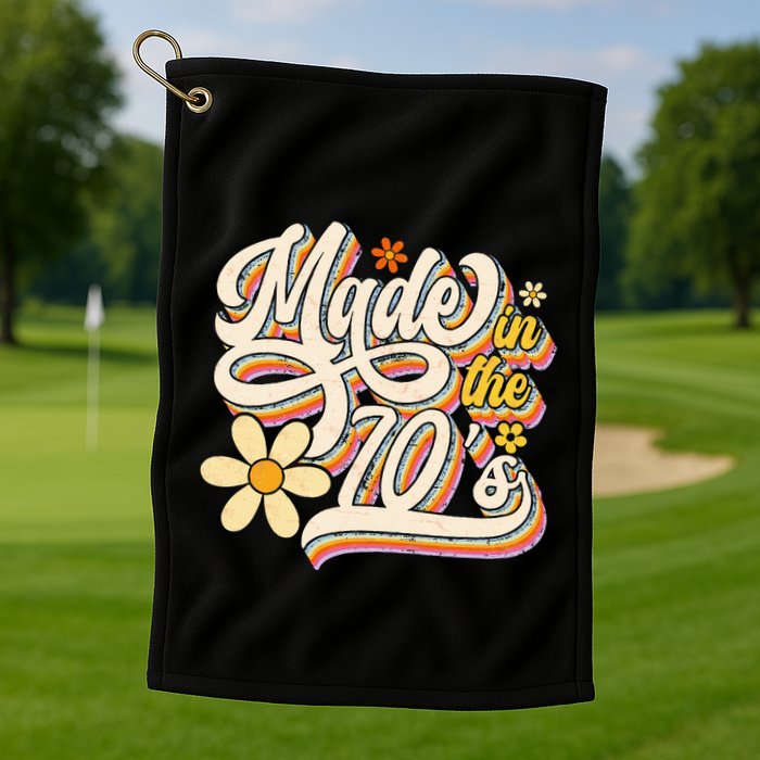 Made In The 70S Retro Created During 1970s Groovy Birthday Golf Towel