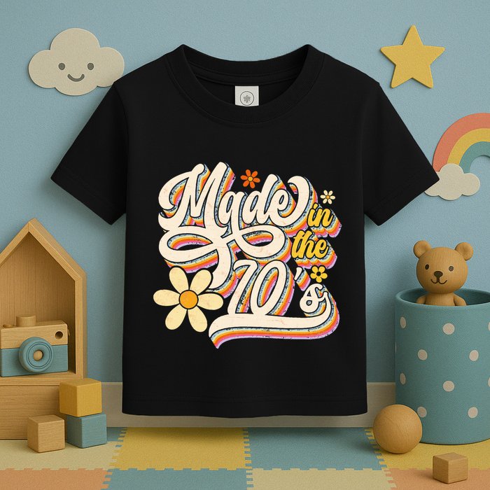 Made In The 70S Retro Created During 1970s Groovy Birthday Toddler T-Shirt