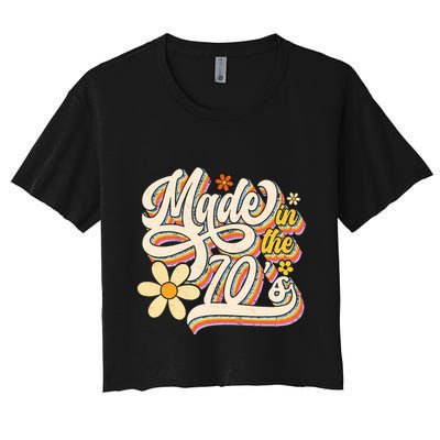 Made In The 70S Retro Created During 1970s Groovy Birthday Crop Top
