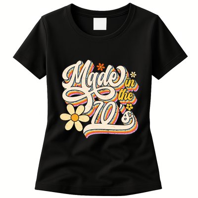 Made In The 70S Retro Created During 1970s Groovy Birthday Womens T-Shirt