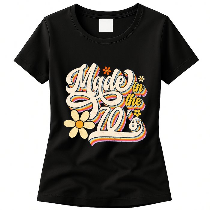 Made In The 70S Retro Created During 1970s Groovy Birthday Womens T-Shirt