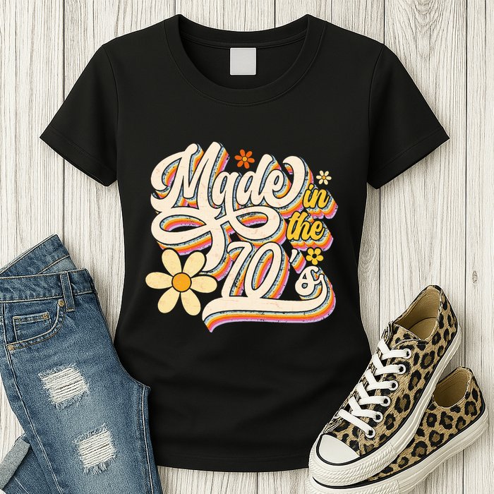 Made In The 70S Retro Created During 1970s Groovy Birthday Womens T-Shirt