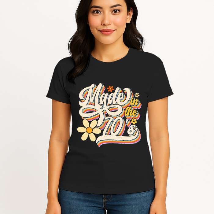 Made In The 70S Retro Created During 1970s Groovy Birthday Womens T-Shirt
