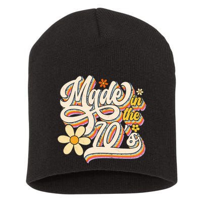 Made In The 70S Retro Created During 1970s Groovy Birthday Short Acrylic Beanie