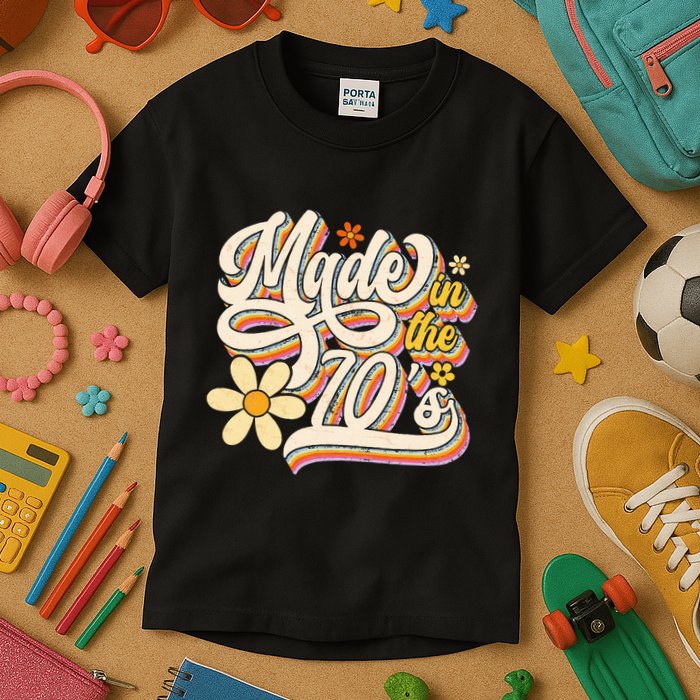 Made In The 70S Retro Created During 1970s Groovy Birthday Kids T-Shirt