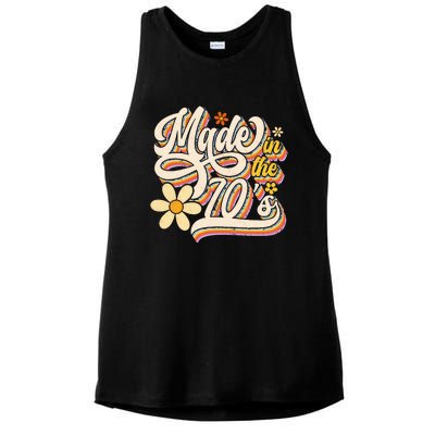 Made In The 70s Retro Created During 1970s Groovy Birthday Ladies PosiCharge Tri-Blend Wicking Tank