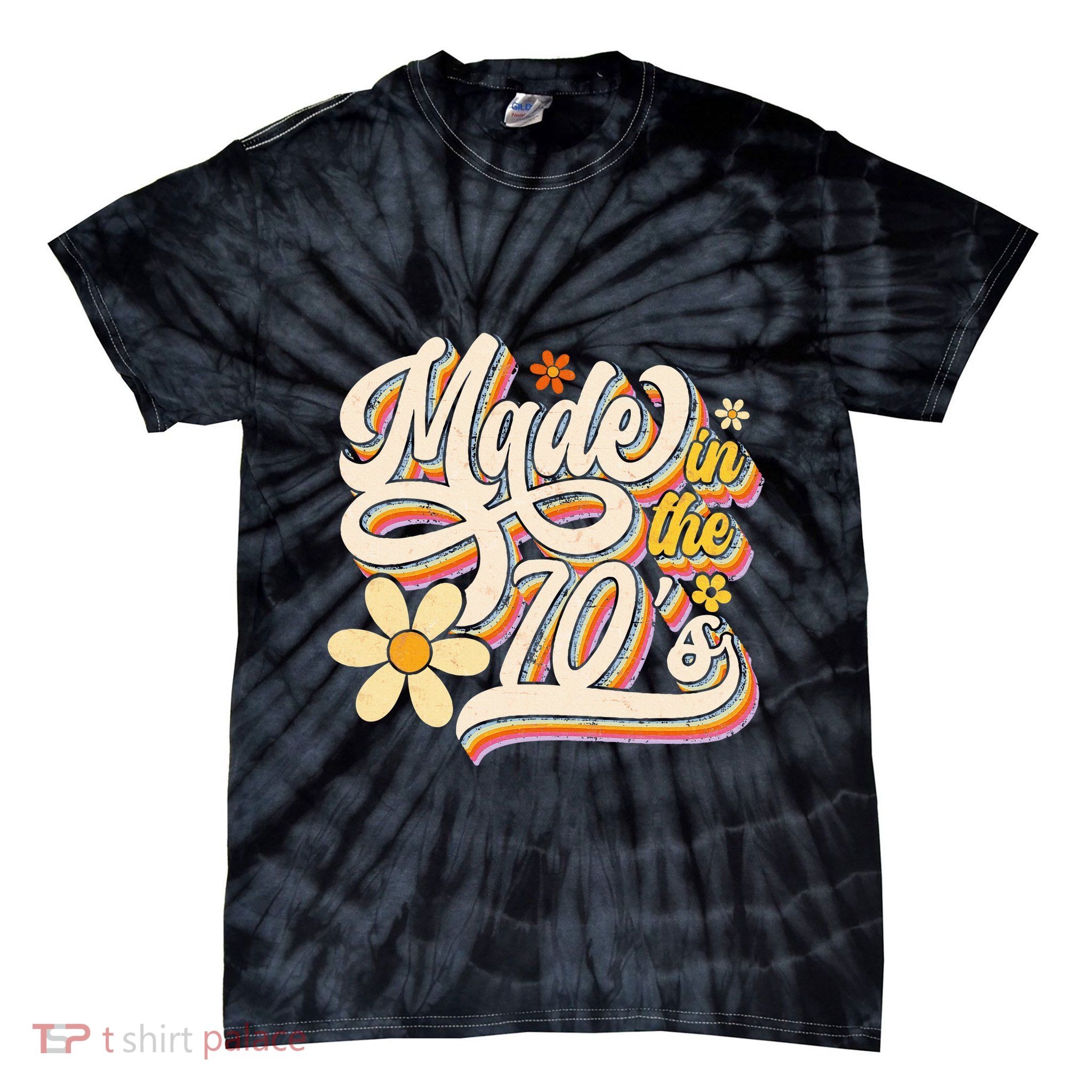 Made In The 70s Retro Created During 1970s Groovy Birthday Tie-Dye T-Shirt
