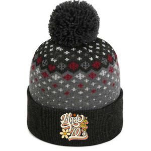 Made In The 70s Retro Created During 1970s Groovy Birthday The Baniff Cuffed Pom Beanie