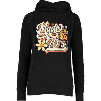 Made In The 70s Retro Created During 1970s Groovy Birthday Womens Funnel Neck Pullover Hood