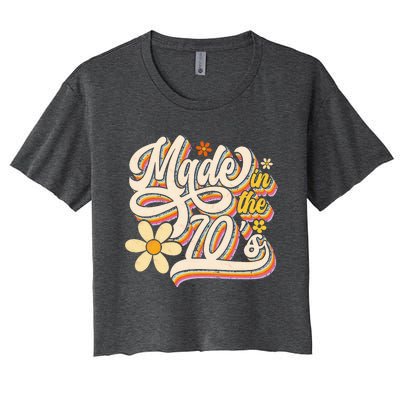 Made In The 70s Retro Created During 1970s Groovy Birthday Women's Crop Top Tee