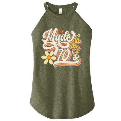 Made In The 70s Retro Created During 1970s Groovy Birthday Women’s Perfect Tri Rocker Tank