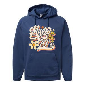 Made In The 70s Retro Created During 1970s Groovy Birthday Performance Fleece Hoodie