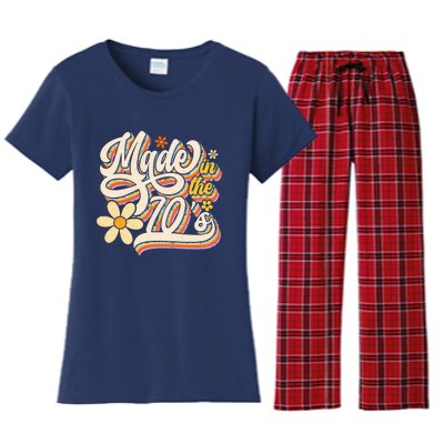 Made In The 70s Retro Created During 1970s Groovy Birthday Women's Flannel Pajama Set