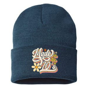 Made In The 70s Retro Created During 1970s Groovy Birthday Sustainable Knit Beanie