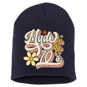 Made In The 70s Retro Created During 1970s Groovy Birthday Short Acrylic Beanie