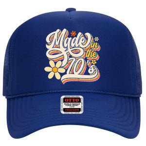 Made In The 70s Retro Created During 1970s Groovy Birthday High Crown Mesh Back Trucker Hat