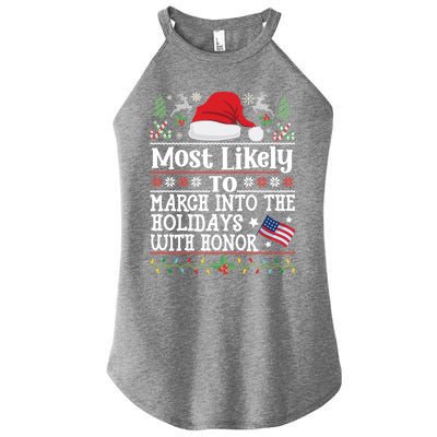 March Into The Holidays W/ Honor Patriotic Christmas Soldier Gift Women’s Perfect Tri Rocker Tank