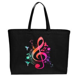 Musical Instrument Treble Clef Bird Music  Cotton Canvas Jumbo Tote